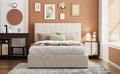 Full Size Upholstered Platform Bed With A Hydraulic Storage System Beige Beige Upholstered