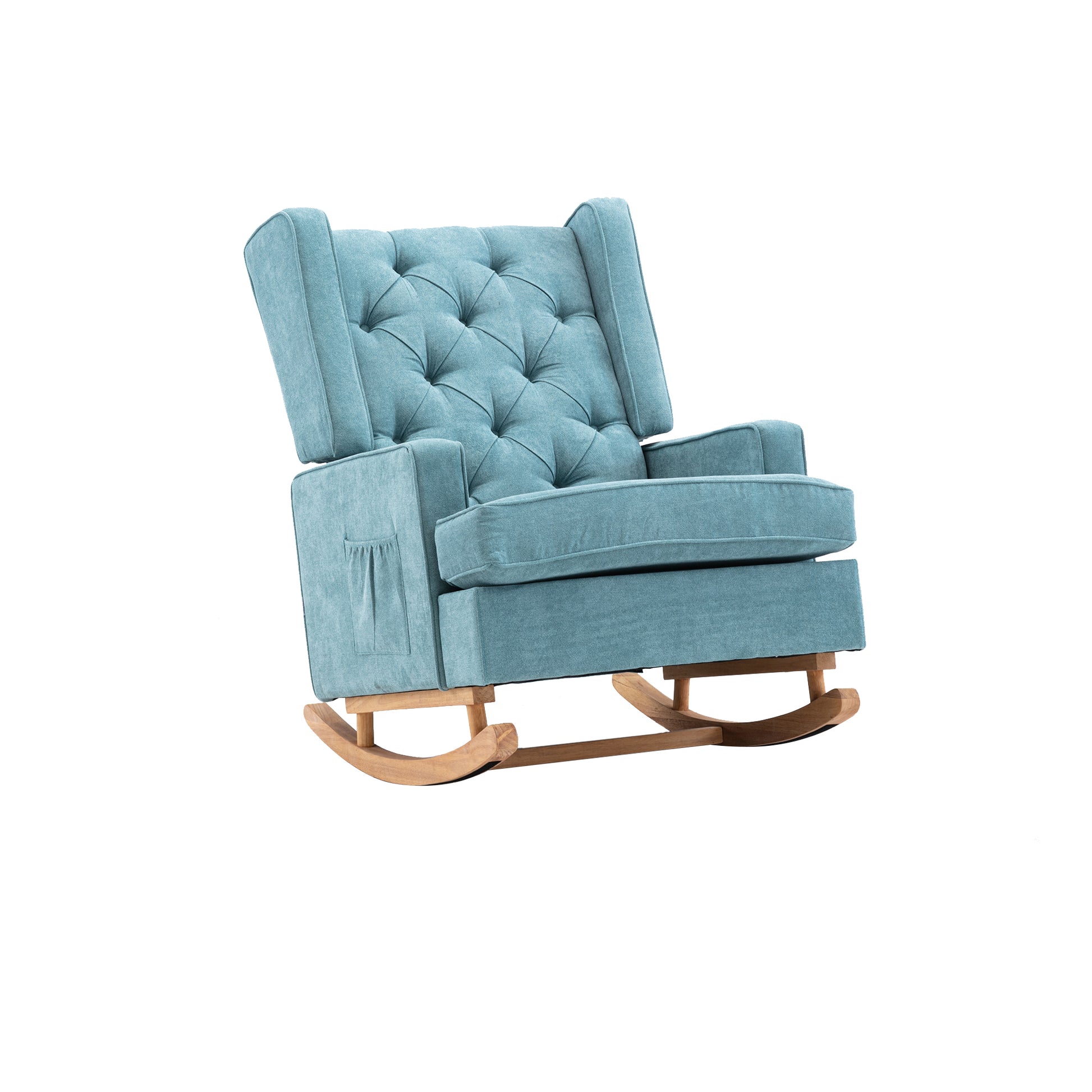 Coolmore Nursery Rocking Chair Upholstered Mid Century Modern Rocker Oversized Armchair For Living Room With Solid Wood Base Mint Green Mint Green Foam Polyester