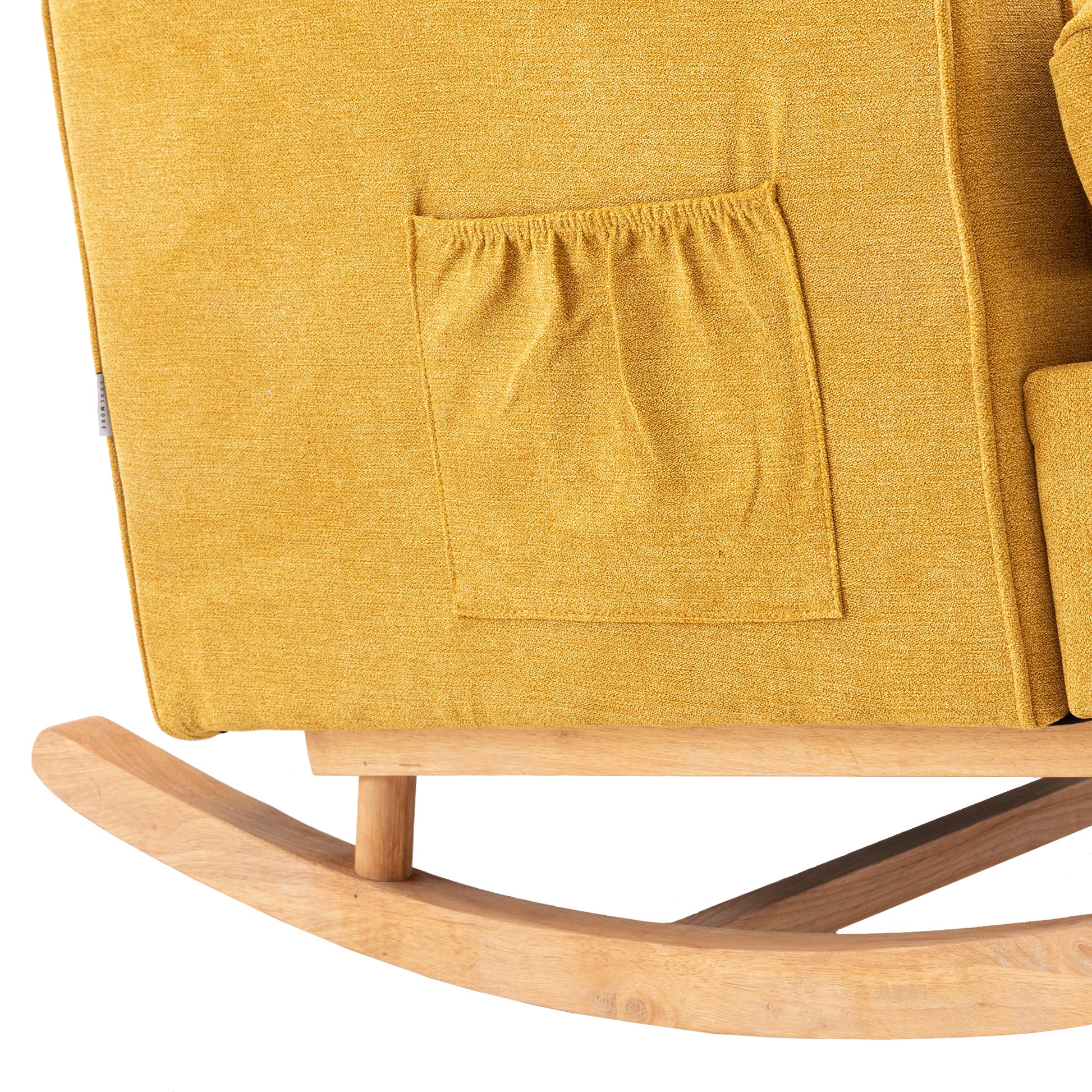 Coolmore Nursery Rocking Chair Upholstered Mid Century Modern Rocker Oversized Armchair For Living Room With Solid Wood Base Mustard Mustard Primary Living Space Foam Linen