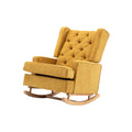 Coolmore Nursery Rocking Chair Upholstered Mid Century Modern Rocker Oversized Armchair For Living Room With Solid Wood Base Mustard Mustard Primary Living Space Foam Linen