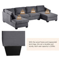 Ustyle Modern Large U Shape Sectional Sofa, Double Extra Wide Chaise Lounge Couch, Grey Gray Polyester