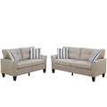 Living Room Furniture 2Pc Sofa Set Sofa And Loveseat Beige Glossy Polyfiber Plywood Solid Pine Beige Wood Primary Living Space Cushion Back Contemporary,Modern Pine Flared Arms Plywood 4 Seat