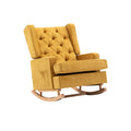 Coolmore Nursery Rocking Chair Upholstered Mid Century Modern Rocker Oversized Armchair For Living Room With Solid Wood Base Mustard Mustard Primary Living Space Foam Linen