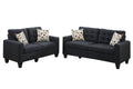 Living Room Furniture 2Pc Sofa Set Black Polyfiber Tufted Sofa Loveseat W Pillows Cushion Couch Solid Pine Black Wood Primary Living Space Tufted Back Modern Pine Square Arms Pine 4 Seat