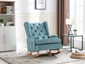 Coolmore Nursery Rocking Chair Upholstered Mid Century Modern Rocker Oversized Armchair For Living Room With Solid Wood Base Mint Green Mint Green Foam Polyester