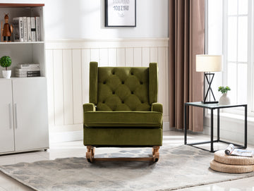 Coolmore Living Room Comfortable Rocking Chair Accent Chair Olive Polyester
