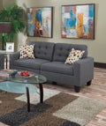 Living Room Furniture 2Pc Sofa Set Blue Grey Polyfiber Tufted Sofa Loveseat W Pillows Cushion Couch Solid Pine Grey Mix Wood Primary Living Space Tufted Back Modern Pine Square Arms Pine 4 Seat