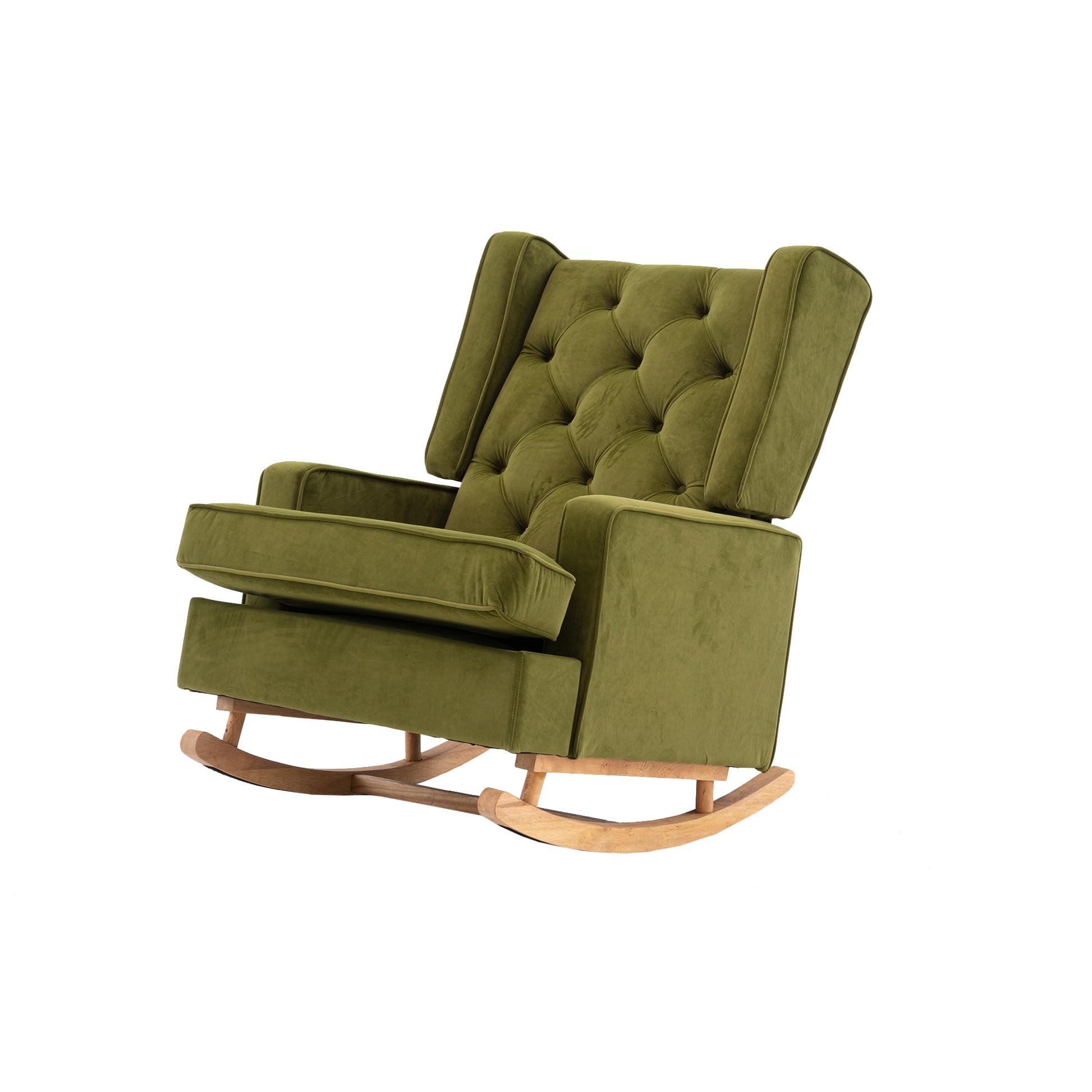 Coolmore Living Room Comfortable Rocking Chair Accent Chair Olive Polyester