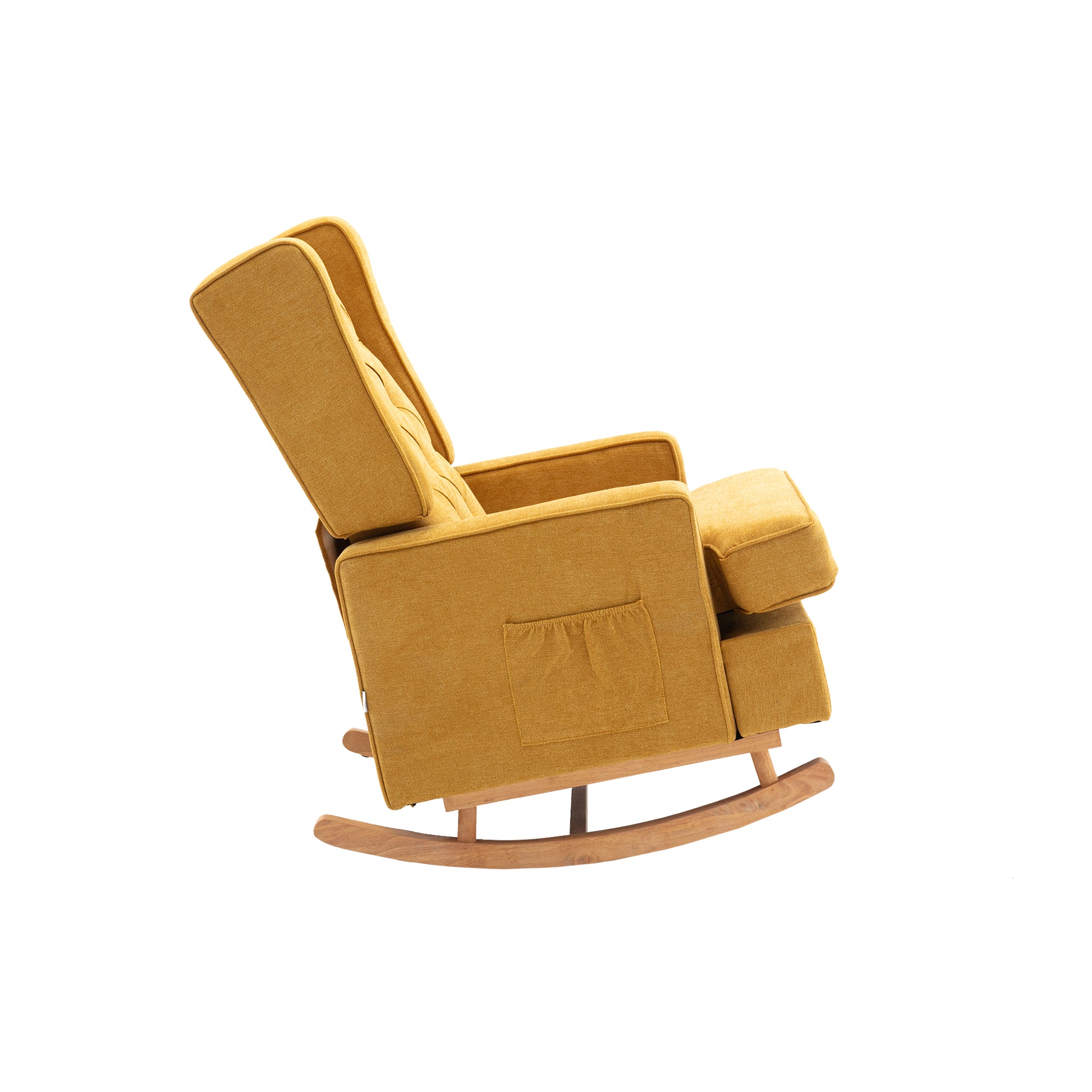 Coolmore Nursery Rocking Chair Upholstered Mid Century Modern Rocker Oversized Armchair For Living Room With Solid Wood Base Mustard Mustard Primary Living Space Foam Linen