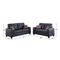 Living Room Furniture 2Pc Sofa Set Black Faux Leather Tufted Sofa Loveseat W Pillows Cushion Couch Black Faux Leather Wood Primary Living Space Tufted Back Contemporary,Modern Pine Square Arms Particle Board 4 Seat