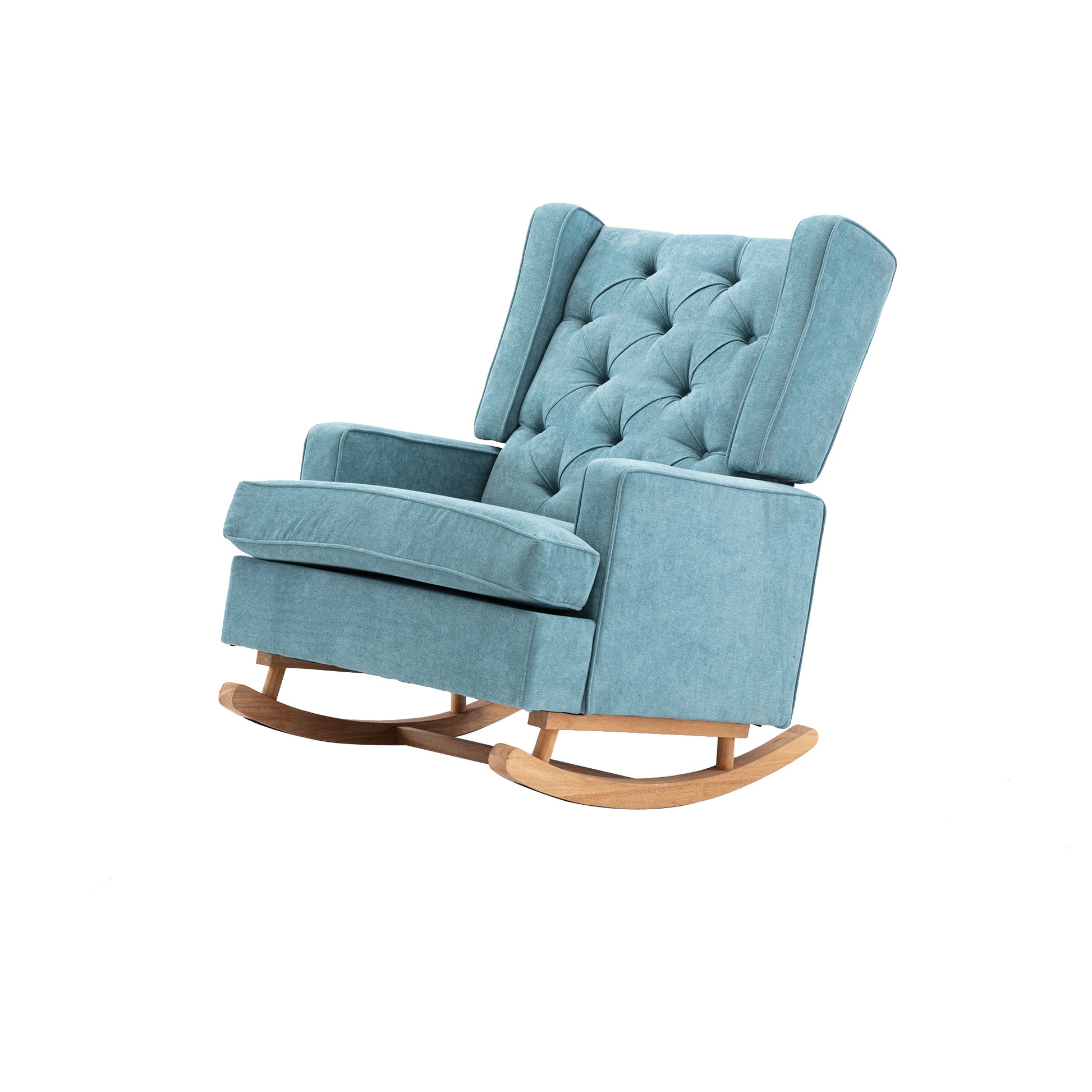 Coolmore Nursery Rocking Chair Upholstered Mid Century Modern Rocker Oversized Armchair For Living Room With Solid Wood Base Mint Green Mint Green Foam Polyester