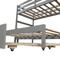 Twin Over Twin King Irregular King Size Bunk Bed With Twin Size Trundle, Extendable Bunk Bed Gray Old Sku :Lp000032Aae Gray Solid Wood