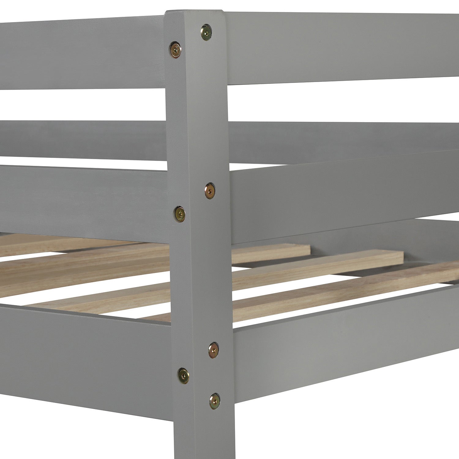 Twin Over Twin King Irregular King Size Bunk Bed With Twin Size Trundle, Extendable Bunk Bed Gray Old Sku :Lp000032Aae Gray Solid Wood