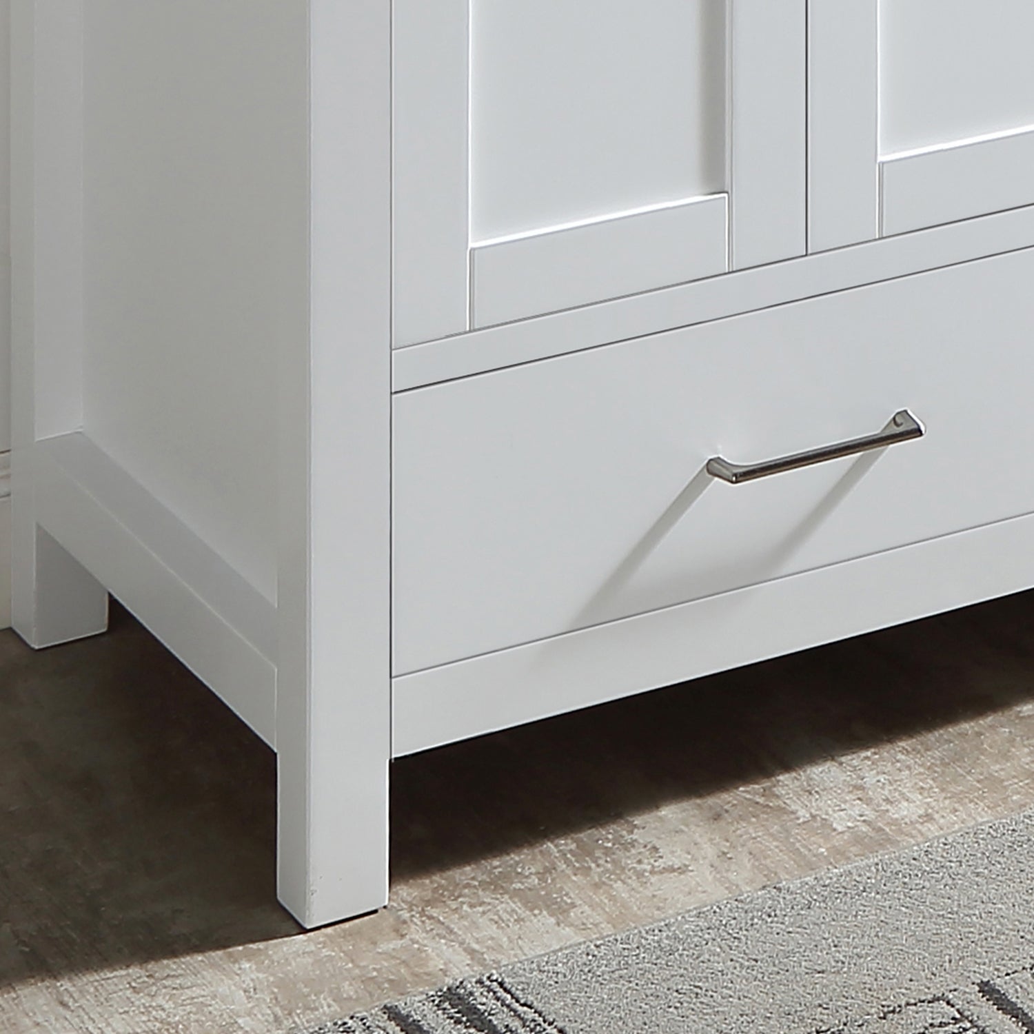 60" Double Bathroom Vanity Cabinet With Carrera Marble Top In White With Ceramic Sink And Back Splash White Plywood