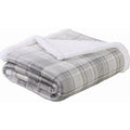 Plaid Flannel Sherpa Throw Blanket 2 Pack Set of 2 grey-polyester