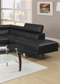 Black Color Sectional Living Room Furniture Faux Leather Adjustable Headrest Right Facing Chaise & Left Facing Sofa Black Faux Leather Primary Living Space Classic,Contemporary,Modern L Shaped Pine Pillow Top Arms Metal 5 Seat