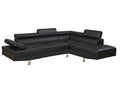 Black Color Sectional Living Room Furniture Faux Leather Adjustable Headrest Right Facing Chaise & Left Facing Sofa Black Faux Leather Primary Living Space Classic,Contemporary,Modern L Shaped Pine Pillow Top Arms Metal 5 Seat