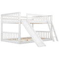 Full Over Full Bunk Bed With Convertible Slide And Ladder, White White Pine