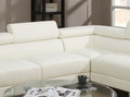 White Color Sectional Living Room Furniture Faux Leather Adjustable Headrest Right Facing Chaise & Left Facing Sofa White Faux Leather Primary Living Space Contemporary,Modern L Shaped Pillow Top Arms Metal 5 Seat