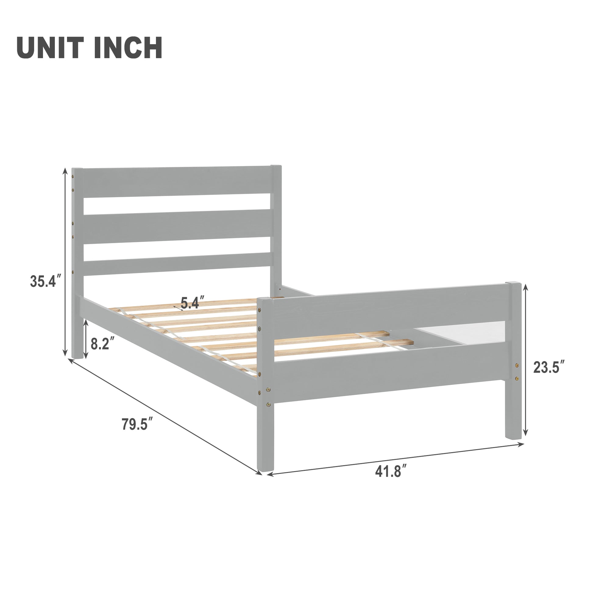 Twin Bed With Headboard And Footboard,Grey Grey Pine