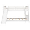 Full Over Full Bunk Bed With Convertible Slide And Ladder, White White Pine