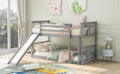 Twin Over Twin Bunk Bed With Slide And Ladder, Gray Old Sku Lp000108Aae Gray Solid Wood