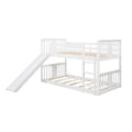 Twin Over Twin Bunk Bed With Slide And Ladder, White Old Sku Lp000108Aak White Solid Wood