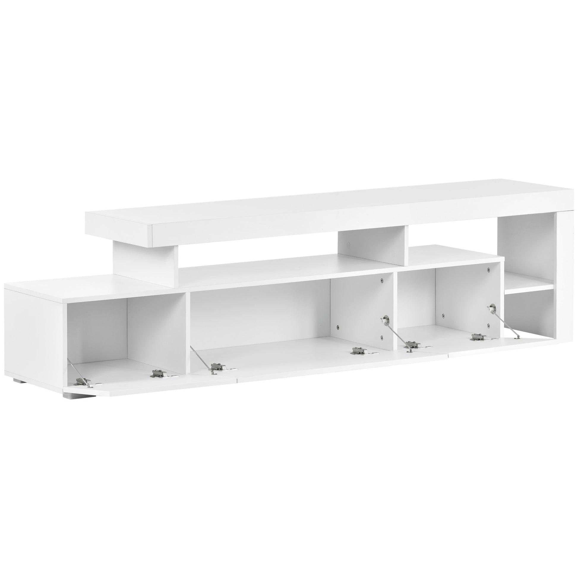 Modern Style 16 Colored Led Lights Tv Cabinet, Uv High Gloss Surface Entertainment Center With Dvd Shelf,Up To 70 Inch Tv, White White Particle Board