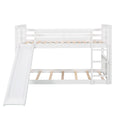 Twin Over Twin Bunk Bed With Slide And Ladder, White Old Sku Lp000108Aak White Solid Wood