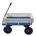 Outdoor Wagon All Terrain Pulling w Wood Railing Air blue-steel