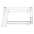 Twin Over Twin Bunk Bed With Convertible Slide And Ladder, White White Pine