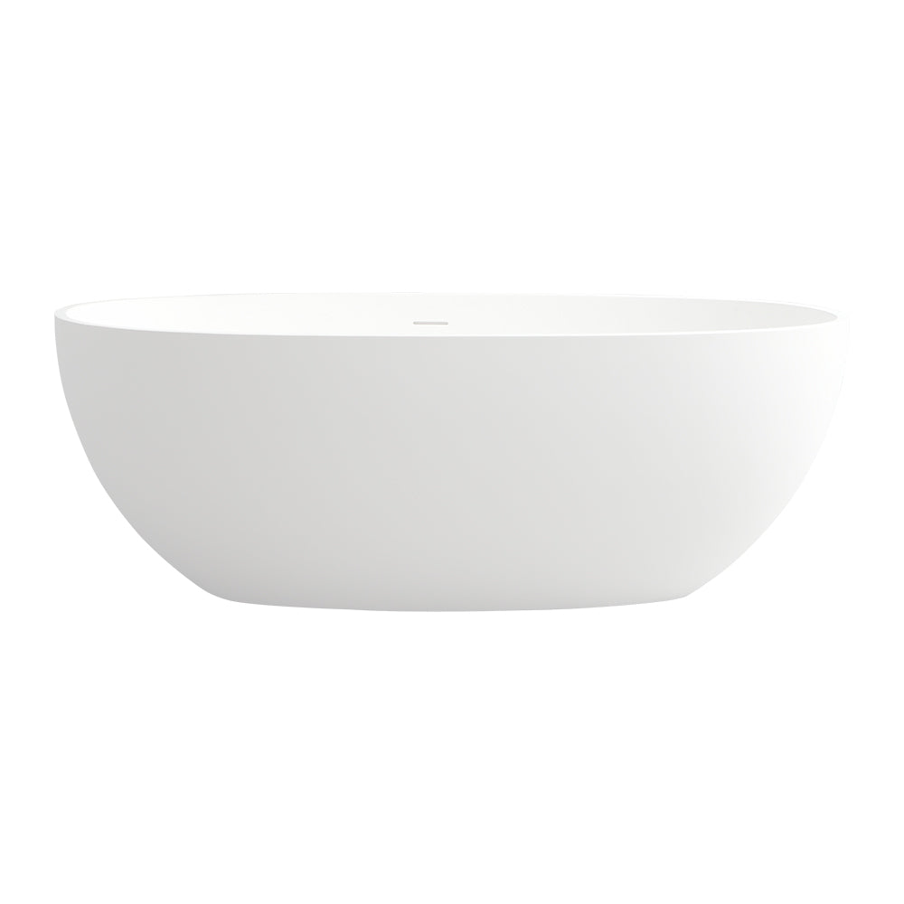 1400Mm Free Standing Artificial Stone Solid Surface Bathtub White Oval Bathroom Freestanding Tubs Matte Less Than 59 In Classic,Luxury,Modern Soaking Center Solid Surface Solid Surface