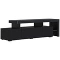 Modern Style 16 Colored Led Lights Tv Cabinet, Uv High Gloss Surface Entertainment Center With Dvd Shelf, Up To 70 Inch Tv, Black Black Particle Board