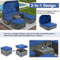 Outdoor Patio Furniture Set Daybed Sunbed With Retractable Canopy Conversation Set Wicker Furniture As Same As Wy000281Aae Blue Rattan