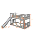 Twin Over Twin Bunk Bed With Slide And Ladder, Gray Old Sku Lp000108Aae Gray Solid Wood