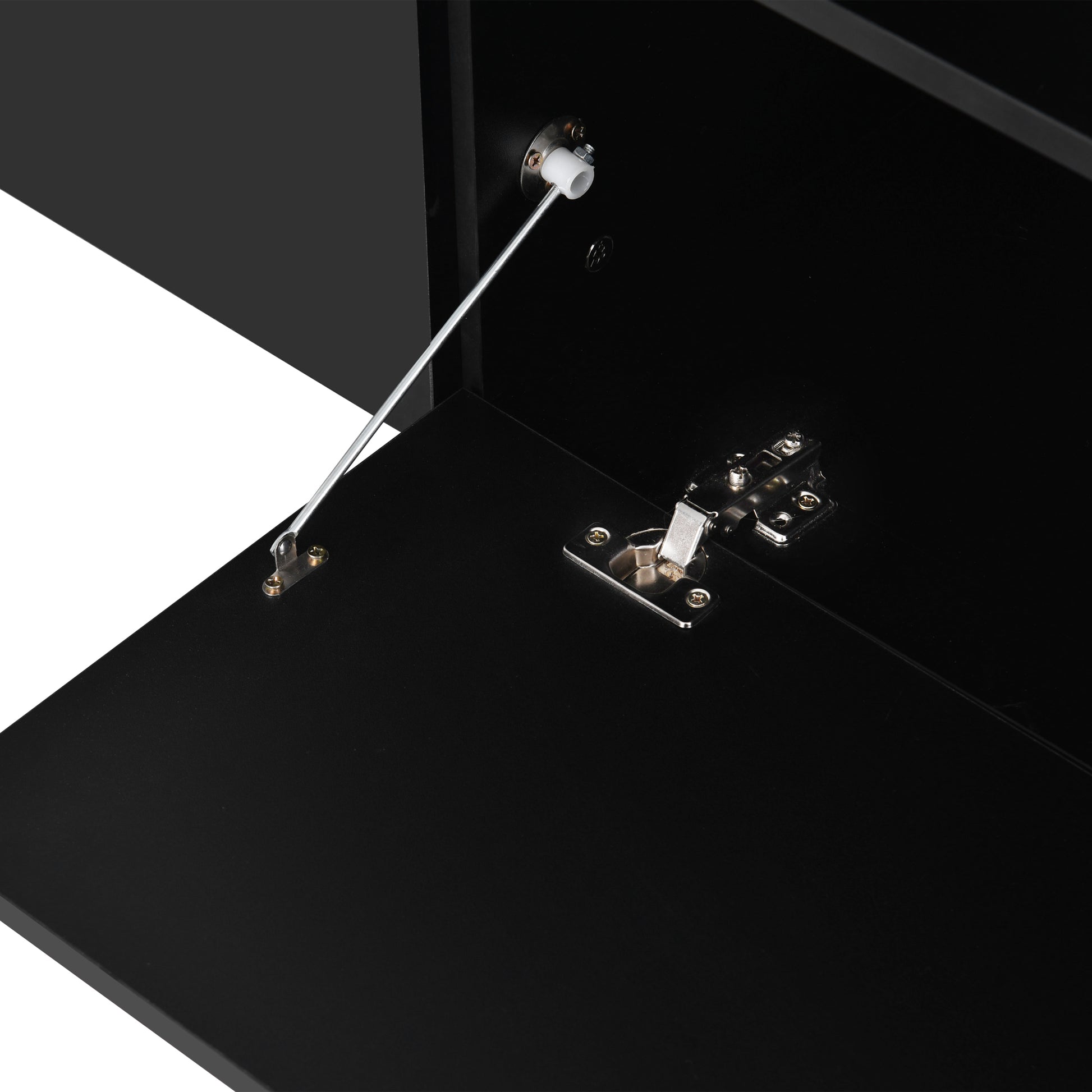 Modern Style 16 Colored Led Lights Tv Cabinet, Uv High Gloss Surface Entertainment Center With Dvd Shelf, Up To 70 Inch Tv, Black Black Particle Board