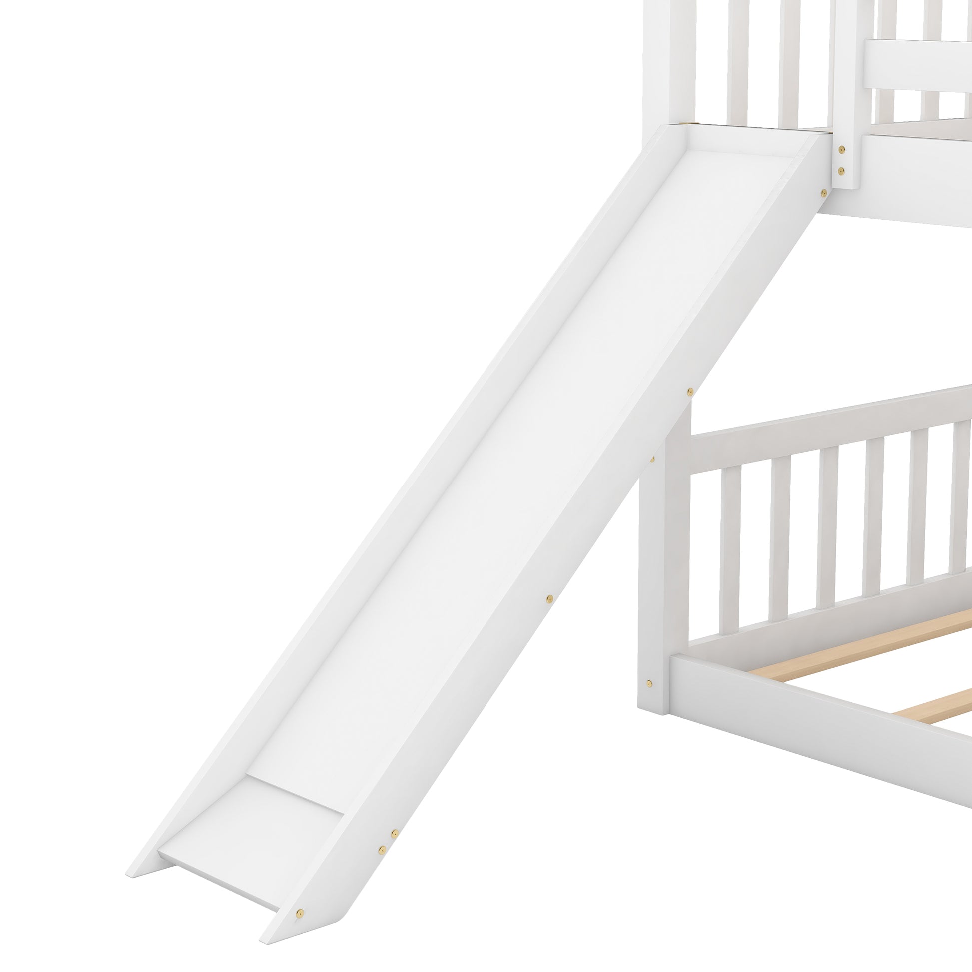 Twin Over Twin Bunk Bed With Convertible Slide And Ladder, White White Pine