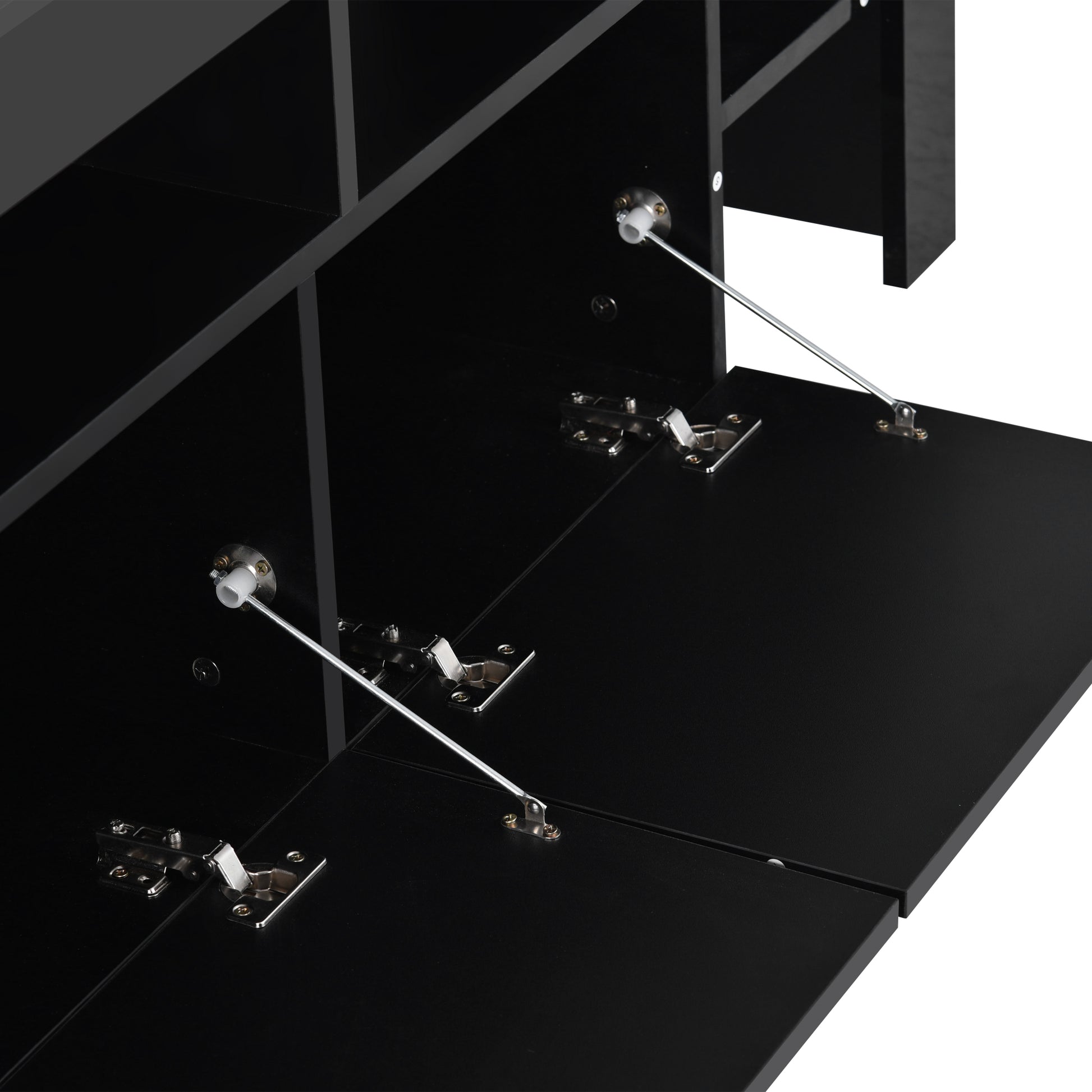 Modern Style 16 Colored Led Lights Tv Cabinet, Uv High Gloss Surface Entertainment Center With Dvd Shelf, Up To 70 Inch Tv, Black Black Particle Board