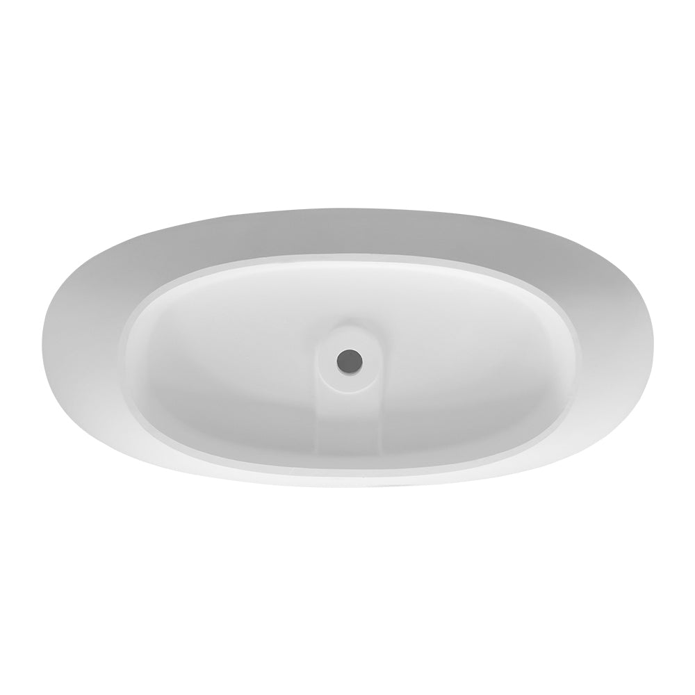 1400Mm Free Standing Artificial Stone Solid Surface Bathtub White Oval Bathroom Freestanding Tubs Matte Less Than 59 In Classic,Luxury,Modern Soaking Center Solid Surface Solid Surface