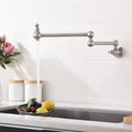 Pot Filler Faucet Wall Mount,With Double Joint Swing Arms Brushed Nickel Brushed Nickel Brass