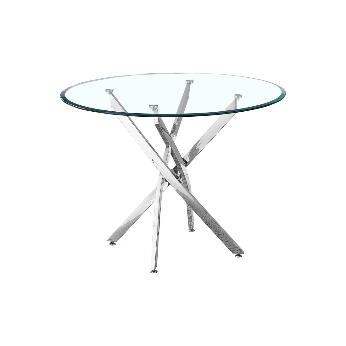 Artisan Contemporary Round Clear Dining Tempered Glass Table With Chrome Legs Silver Silver Glass