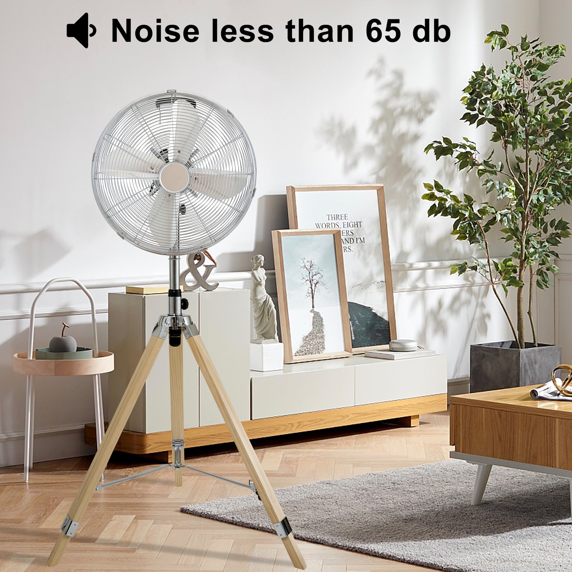 Simple Deluxe Retro Tripod Fan, Home Air Circulation Nostalgic Vertical Fan, 3 Speeds, Adjustable Height, Silver 16 Inch, 16 Inch Silver Metal