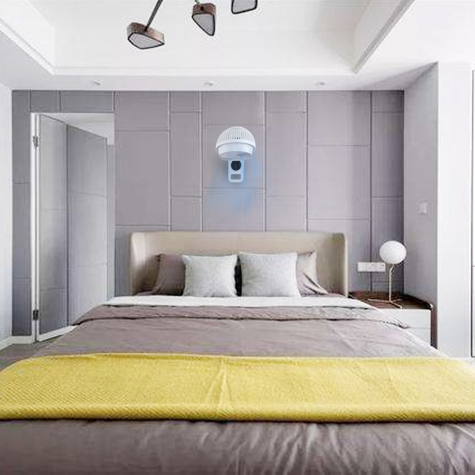 Simple Deluxe 7 Inch Wall Mount Fan, 3 Speeds & 3 Modes, 15 Hours Timer, 60 Oscillating Circulating Fan, With Remote Control, Air Circulation Fan For Indoor Use, White White Plastic