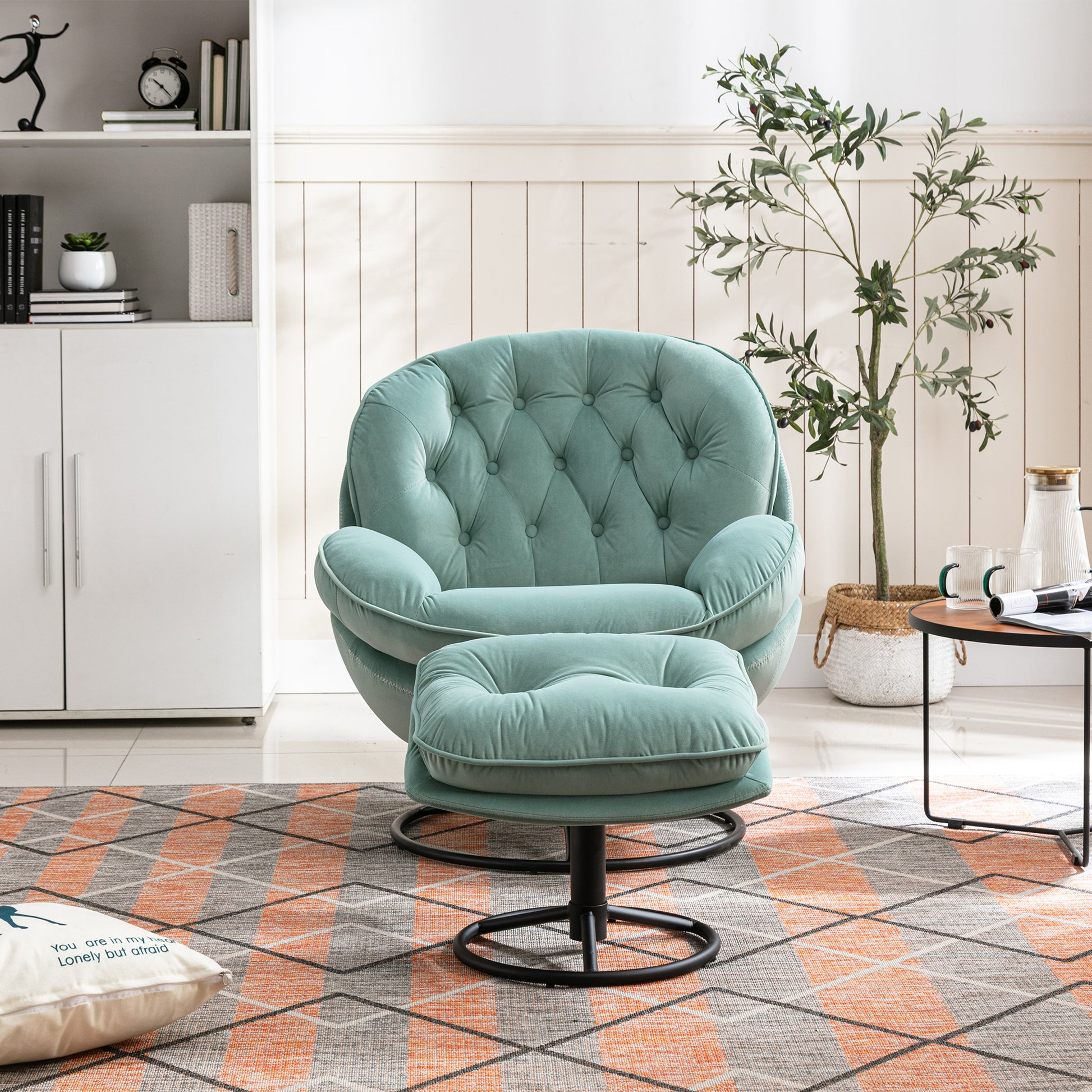 Accent Chair Tv Chair Living Room Chair With Ottoman Teal Teal Foam Upholstered