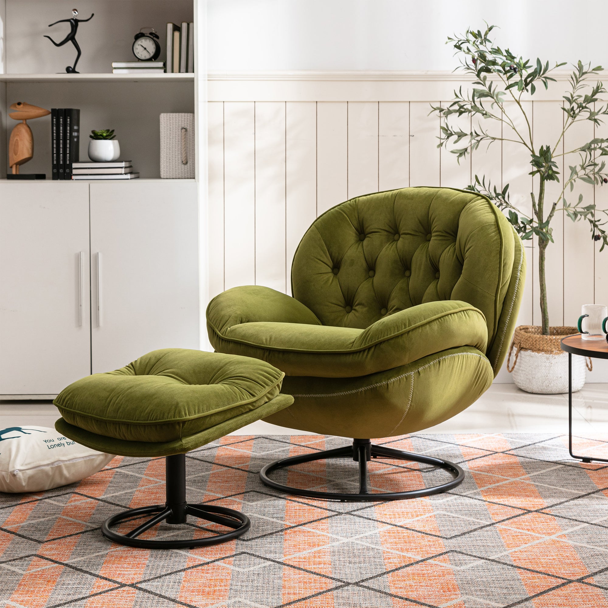 Accent Chair Tv Chair Living Room Chair With Ottoman Fruit Green Green Foam Upholstered