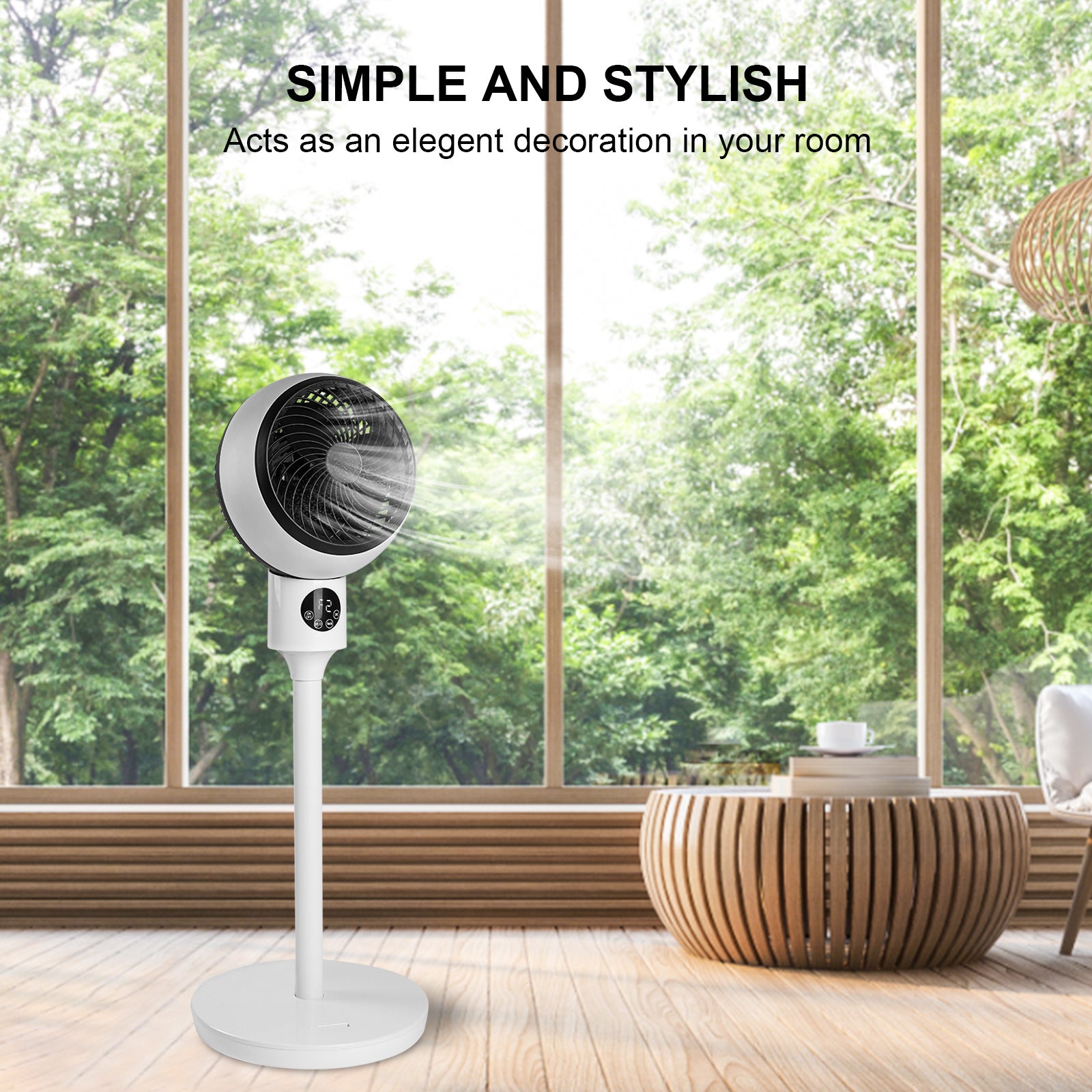 Circulating Stand Fan For Home Bedroom With Remote, Standing Fans Ocillation 70 , Pedestal Fan 3 Speeds,3 Modes,15Hour Timing, Led Display, For Indoor, Bedroom And Home Office, 7 Inch,White White Plastic