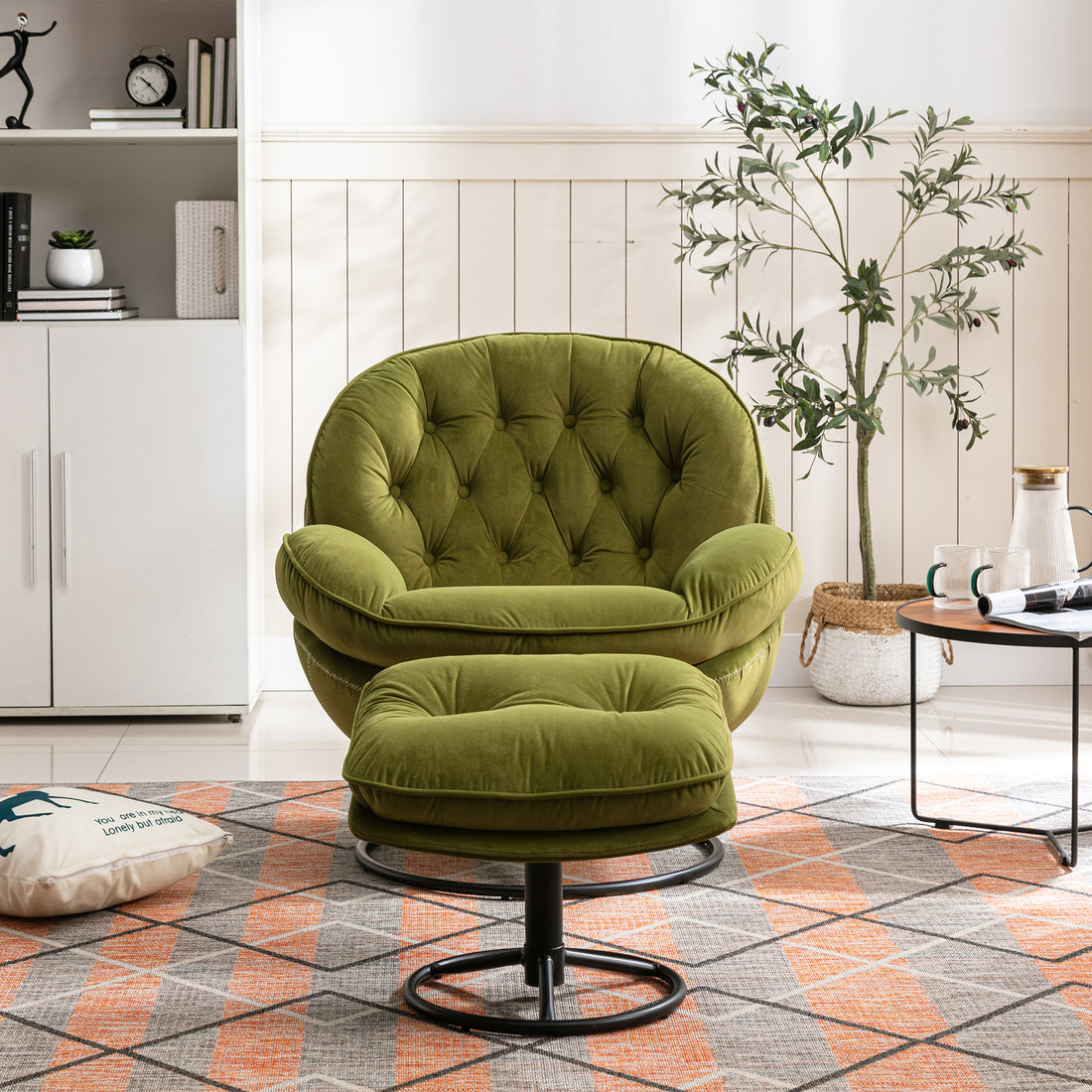 Accent Chair Tv Chair Living Room Chair With Ottoman Fruit Green Green Foam Upholstered