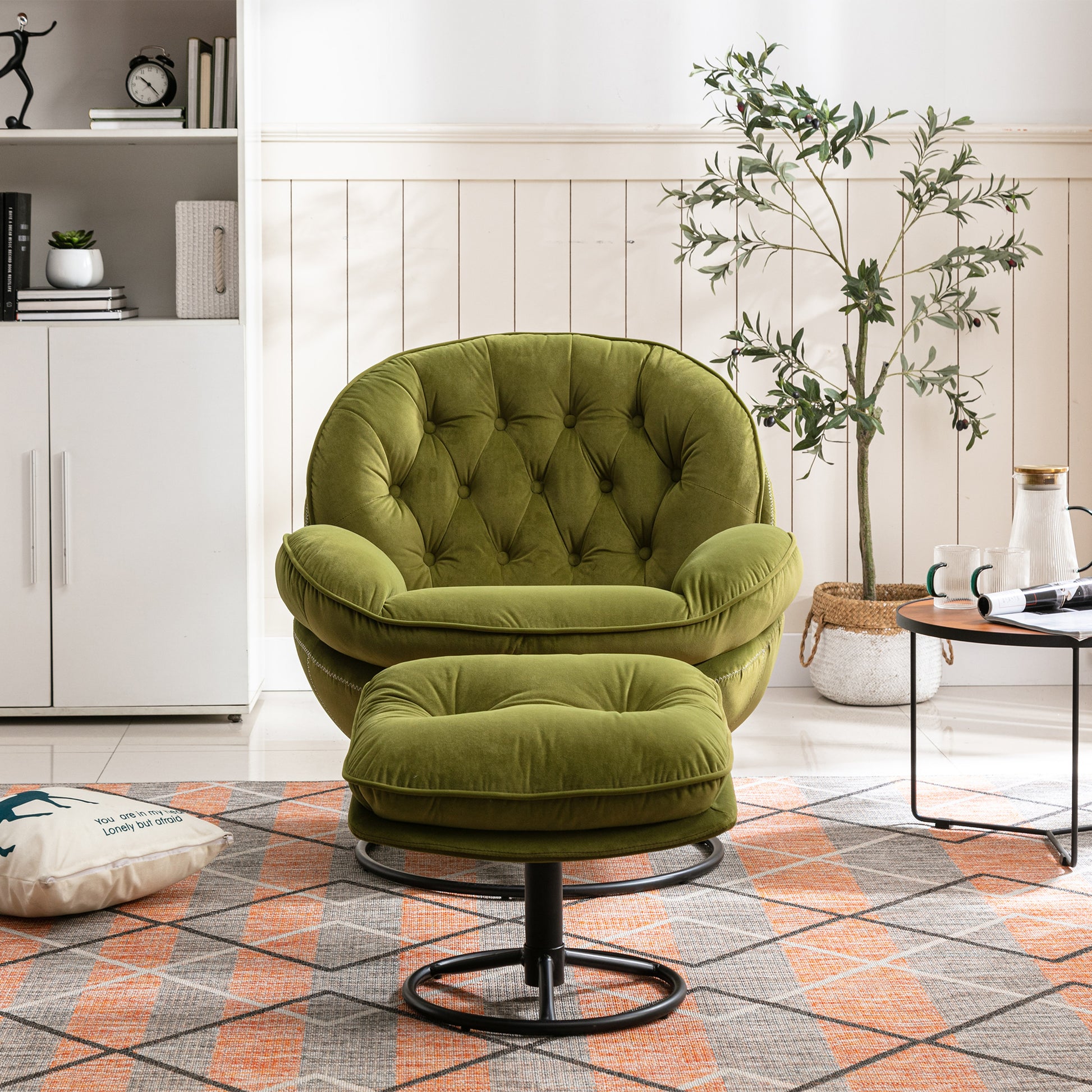 Accent Chair Tv Chair Living Room Chair With Ottoman Fruit Green Green Foam Upholstered