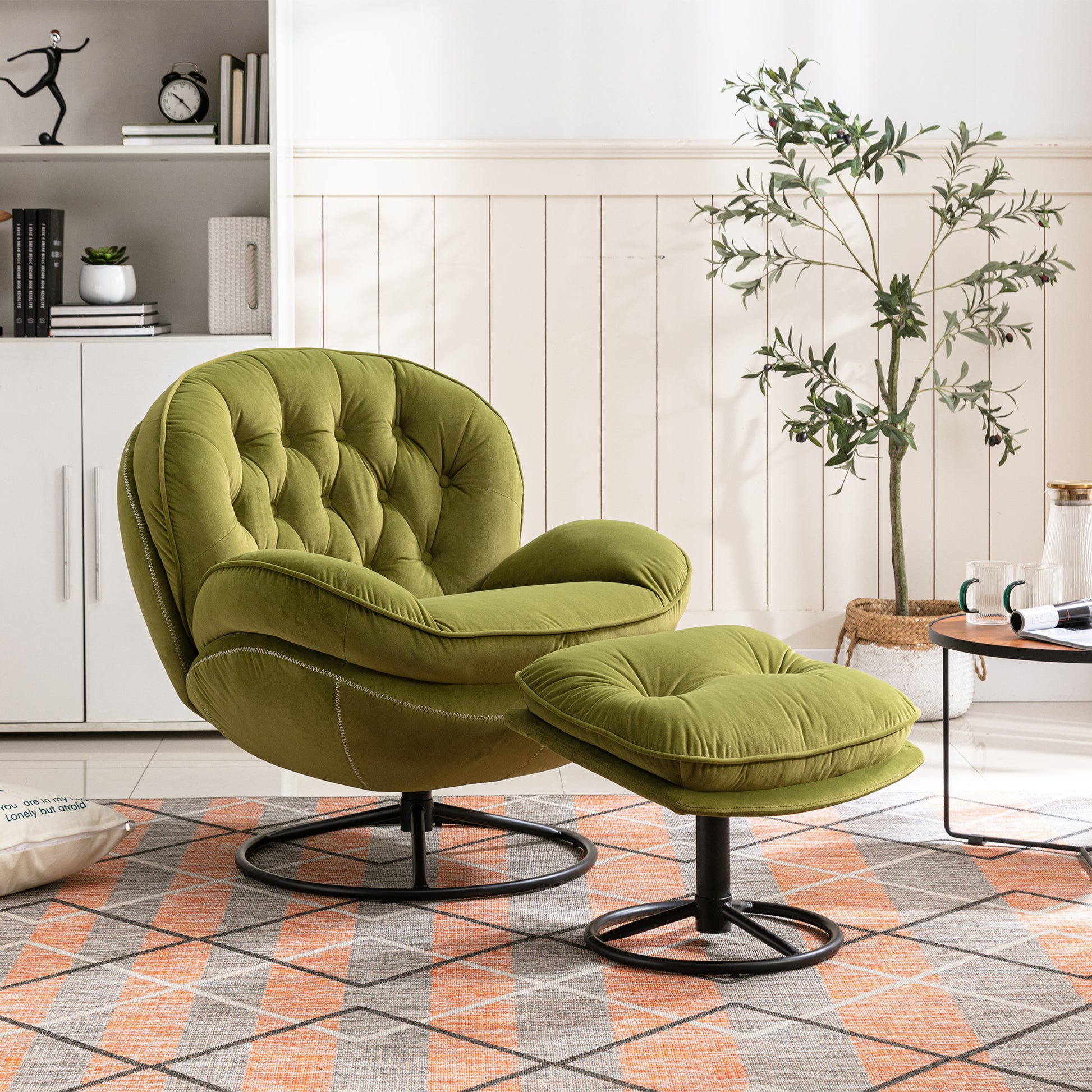 Accent Chair Tv Chair Living Room Chair With Ottoman Fruit Green Green Foam Upholstered