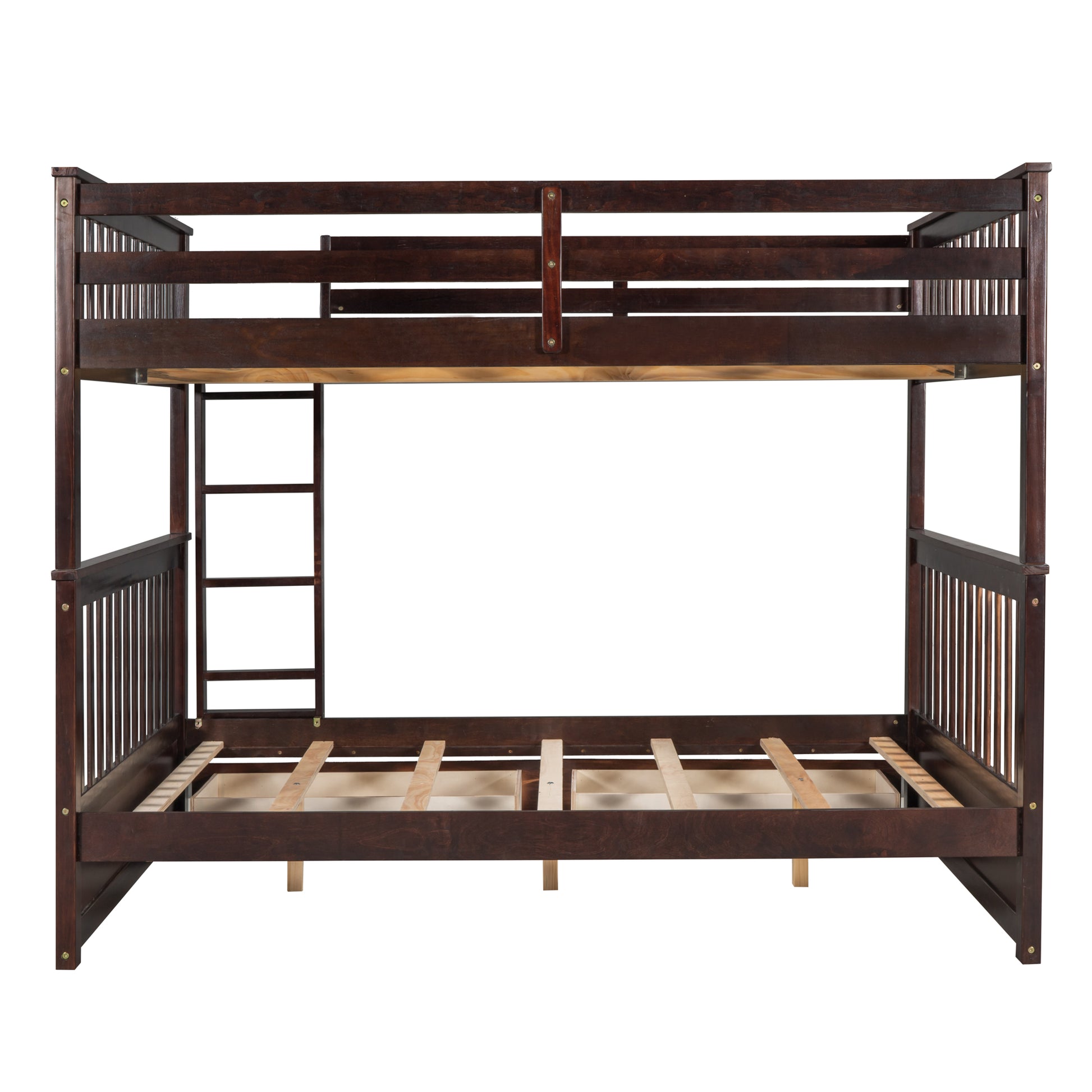 Full Over Full Bunk Bed With Ladders And Two Storage Drawers Espresso Old Sku:Lt000365Aap Espresso Solid Wood
